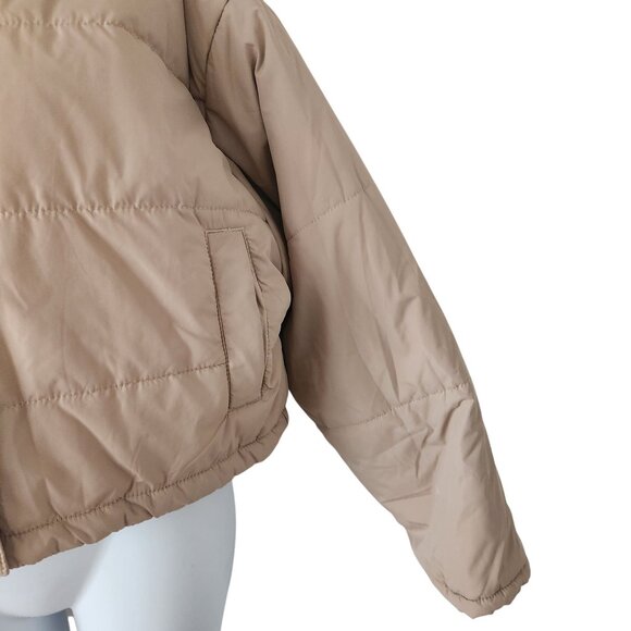 The Fifth Label Womens Beige Puffer Jacket High Collar & Snap Closures Medium - Picture 9 of 11
